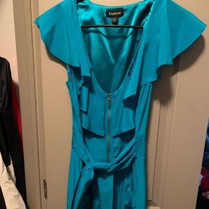 Mini Teal Bebe Duffle belt Dress